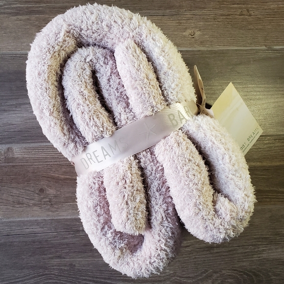 Barefoot Dreams CozyChic Throw Blanket Heathered Stone/Pearl 45" x 60” - Picture 3 of 4